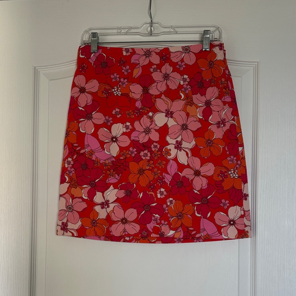 Talbots A-Line Skirt - Red and Pink Floral